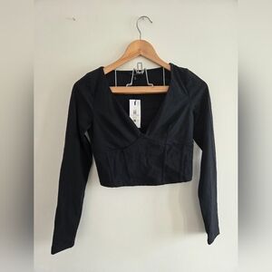 Dynamite Black V-Neck Crop Top